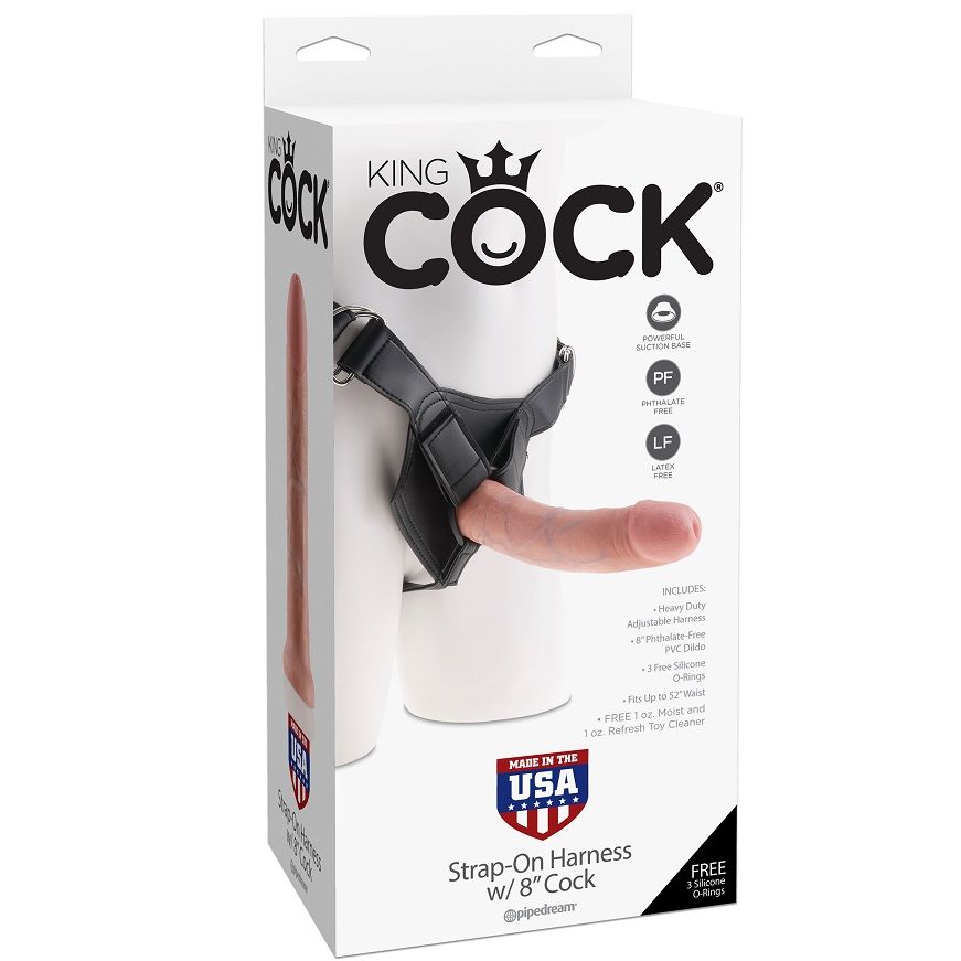 King Cock-Strap-on mit Harness und Realistischem Penis 20.3 cm-Saugnapf