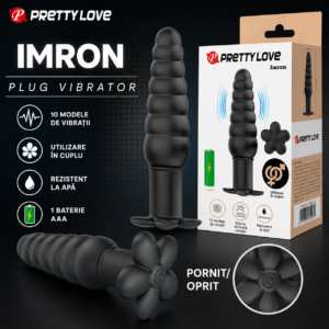 Anal Toys-Imron Vibro-Analplug, 10 Modi, Schwarz-Silikon, 10 Stufen