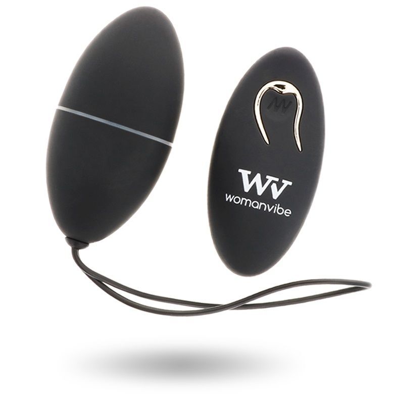 Womanvibe-Alsan Vibro-Ei mit Fernbedienung, Silikon Schwarz, 12 Stufen