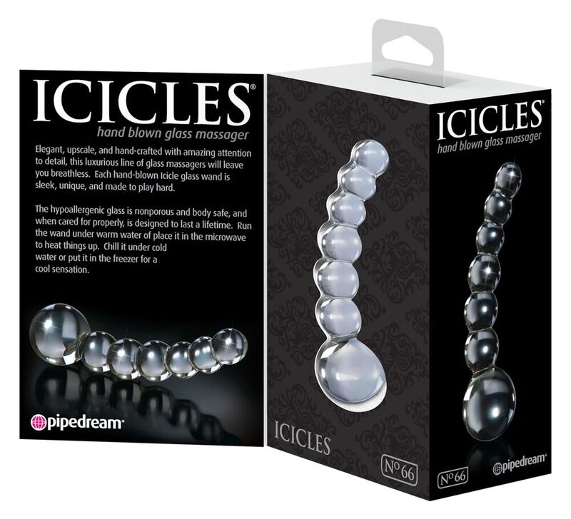 Icicles-Nr. 66 Masseur Transparent-Flasche · Spielzeug aus Glas & Metall (Bild 6)