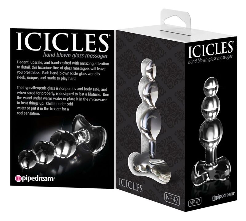 Icicles-Nr. 47 Crystal Massager-Flasche · Spielzeug aus Glas & Metall (Bild 2)