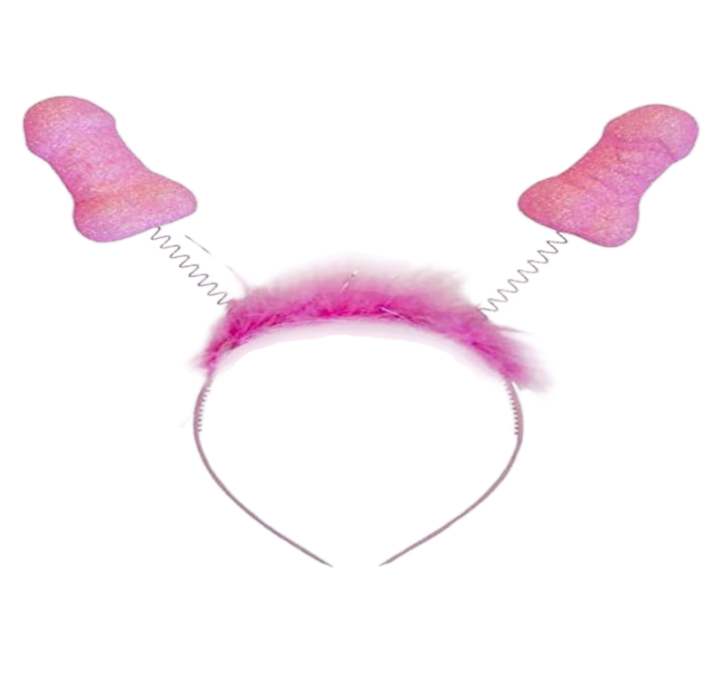 Diablo Picante-6 Stk. Haarreifen mit Antennen Rosa mit Glitzer und Pfeife