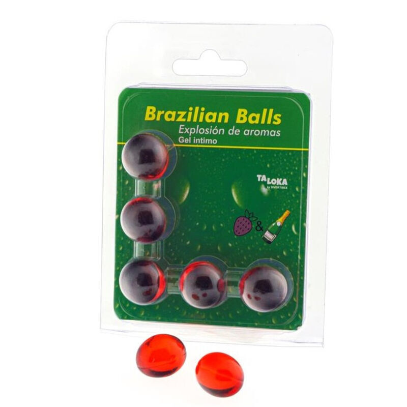 Taloka-5 Brazilian Balls Intimgel mit Erdbeer- und Champagner-Aroma