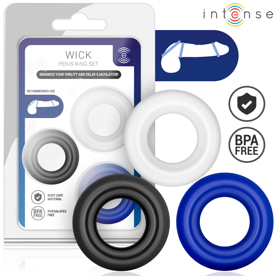 Intense-Wick Set 3 Penisringe Verschiedene Farben