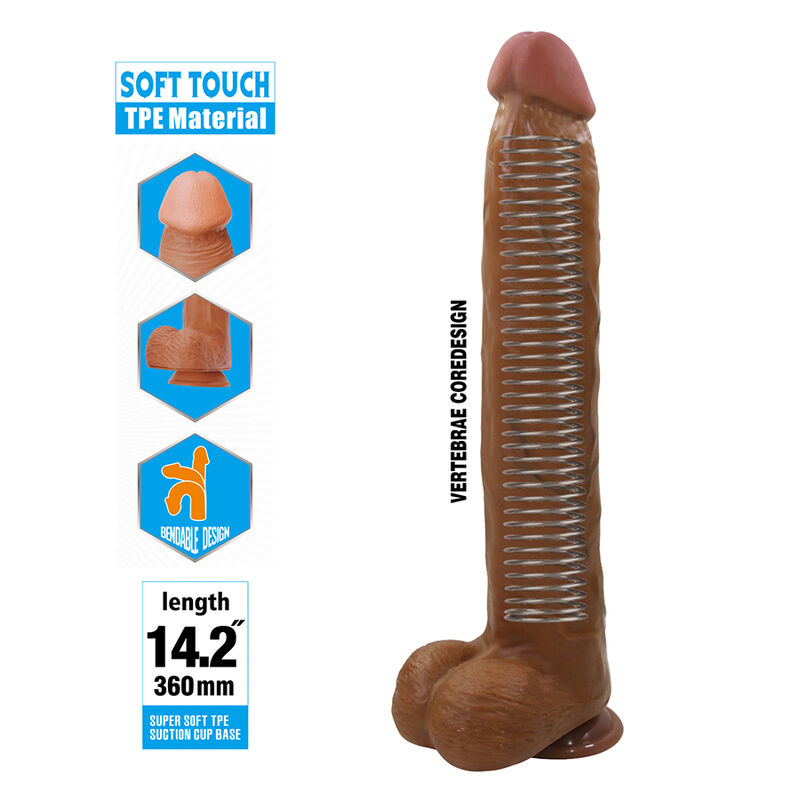 Pretty Love-Dany Dildo Realistic Flexible 36 cm Braun · Sextoys (Bild 5)