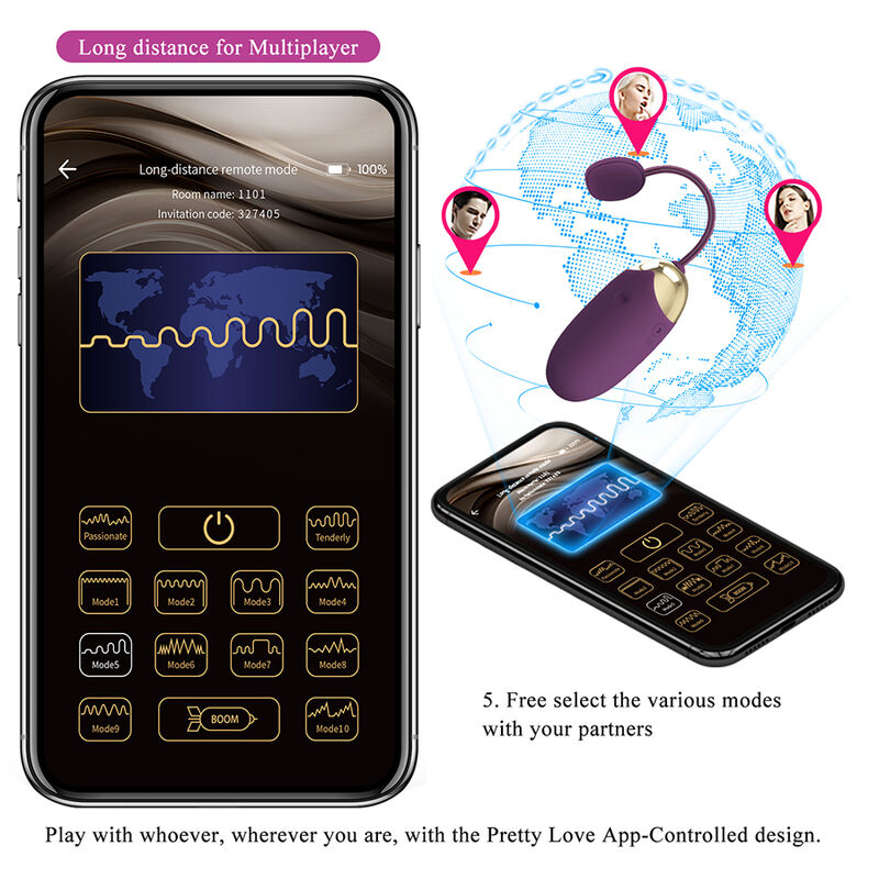 Pretty Love-Klay Ei Vibrator mit Drücken und Anwendung Lila · Vibratoren (Bild 8)