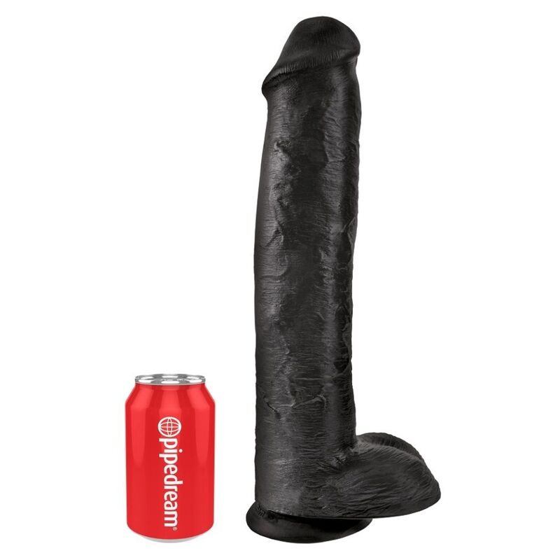 King Cock-Realistischer Dildo mit Hoden 38 cm Schwarz