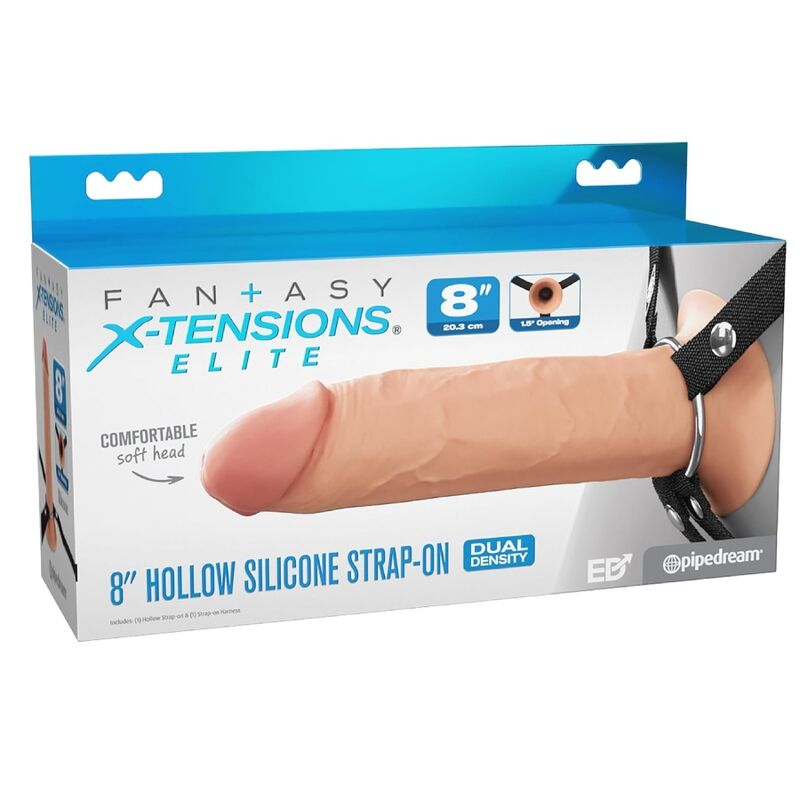 Fantasy X-Tensions Elite-Hohler Strap-on aus Silikon 20,3 cm