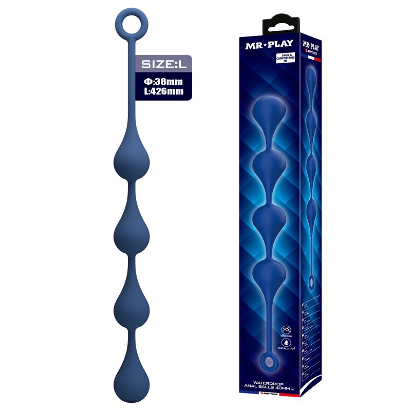 Mr Play-Analkugeln Silikon Blau Größe L 42,6 cm · Sextoys