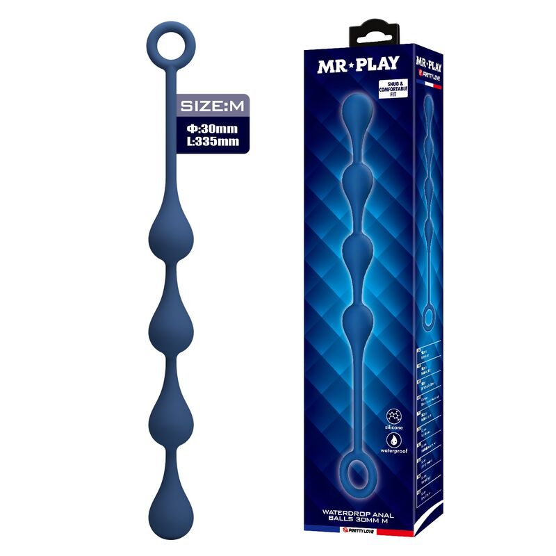 Mr Play-Analkugeln Silikon Blau Größe M 33 cm · Sextoys