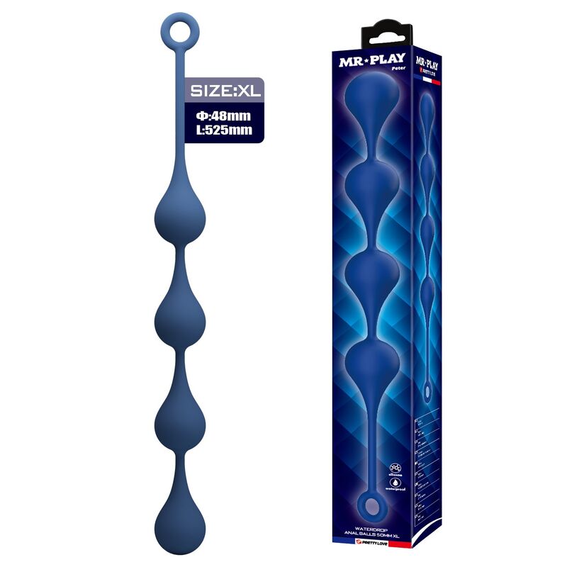 Mr Play-Analkugeln aus Silikon Blau Größe XL 52,5 cm