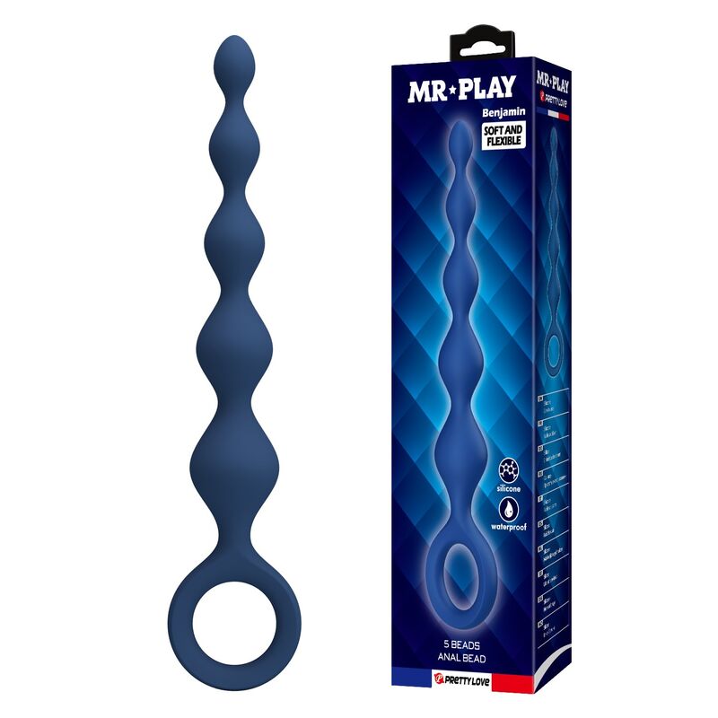 Mr Play-Analkugeln mit Analplug Silikon Blau 20,4 cm · Sextoys