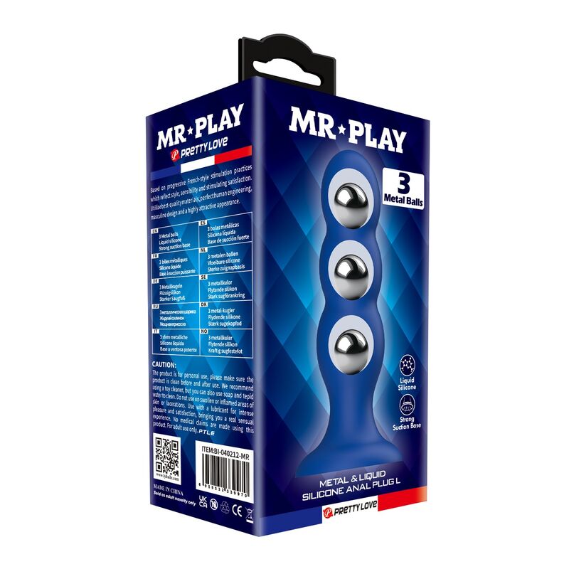 Mr Play-Analplug mit Metallkugeln und Saugnapf Blau · Sextoys (Bild 5)