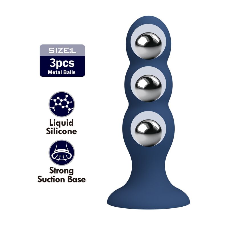 Mr Play-Analplug mit Metallkugeln und Saugnapf Blau · Sextoys (Bild 3)