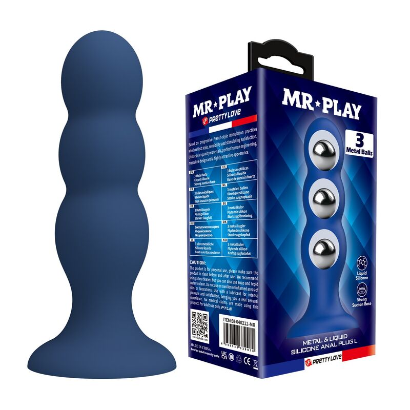 Mr Play-Analplug mit Metallkugeln und Saugnapf Blau · Sextoys