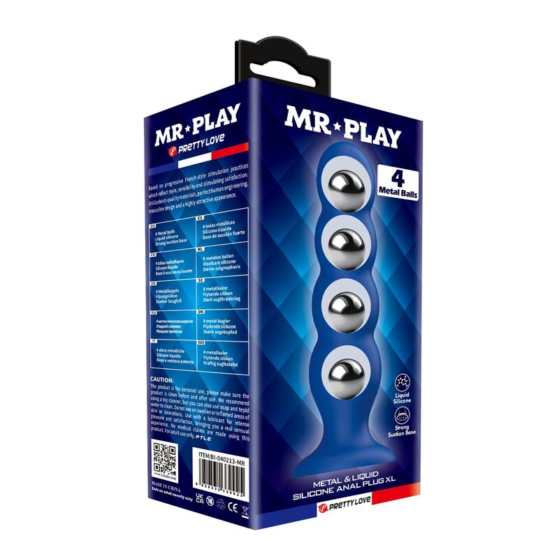 Mr Play-Analplug mit 4 Metallkugeln und Saugnapf Blau · Sextoys (Bild 3)