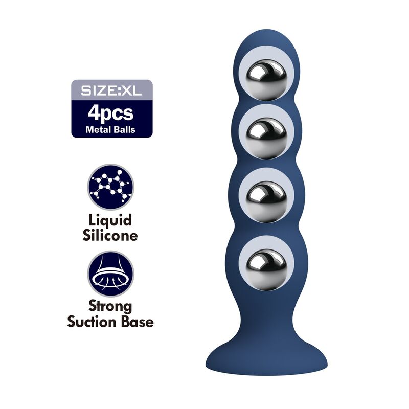 Mr Play-Analplug mit 4 Metallkugeln und Saugnapf Blau · Sextoys (Bild 2)