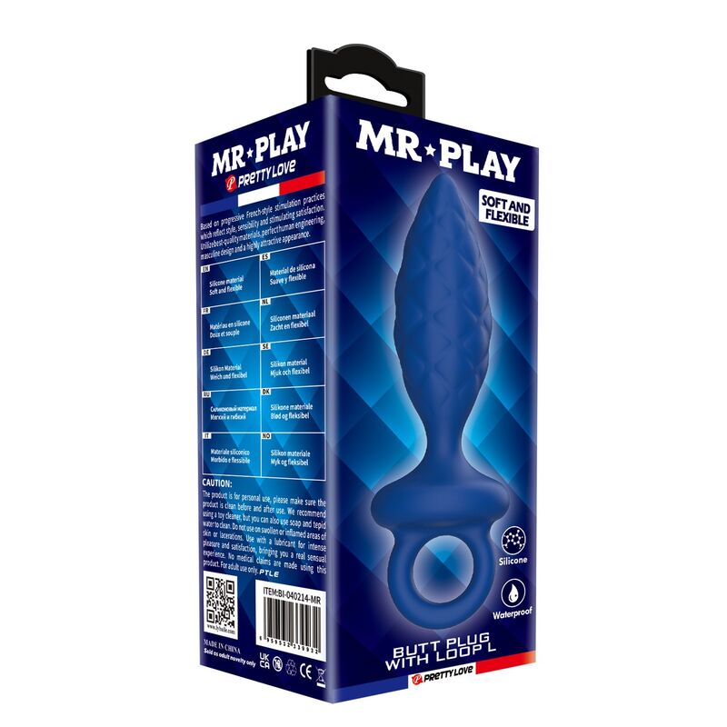 Mr Play-Analplug Textured mit Ring Blau Größe L · Sextoys (Bild 4)
