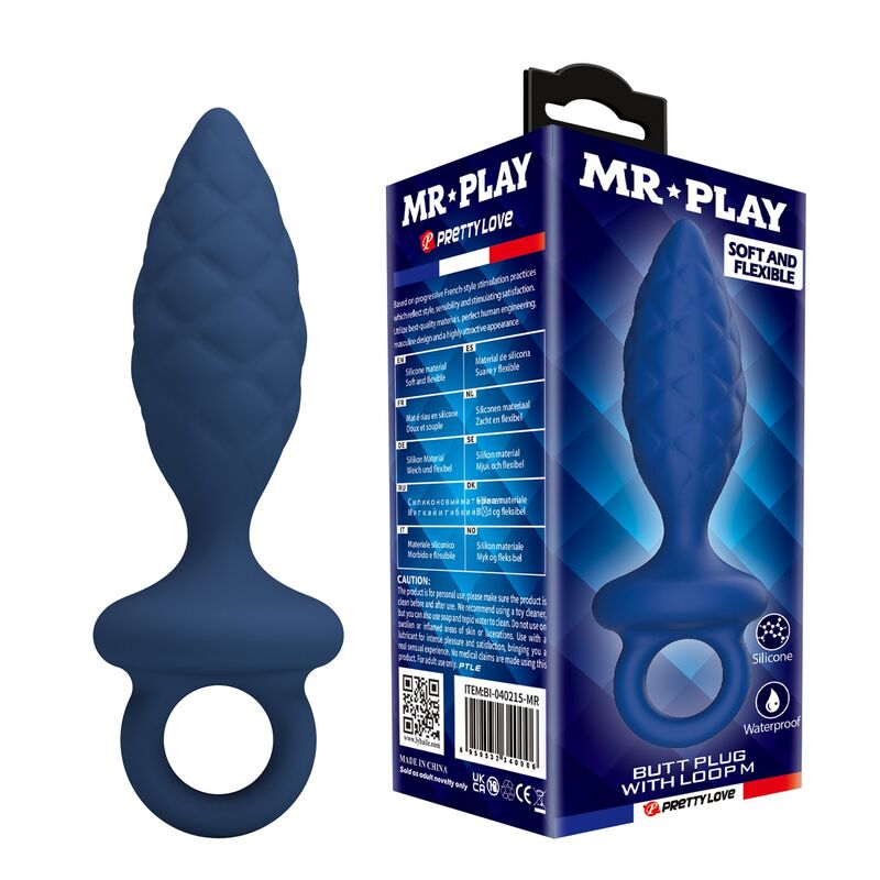 Mr Play-Analplug Textured mit Blau Größe Ring · Sextoys