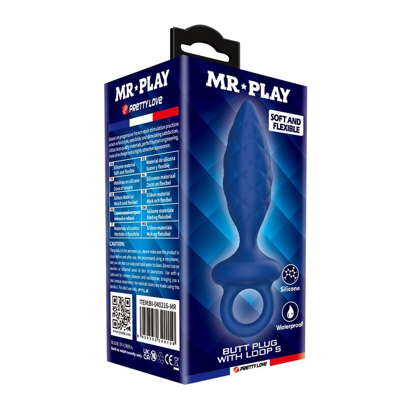 Mr Play-Analplug Textured mit Ring Blau Größe S · Sextoys (Bild 7)