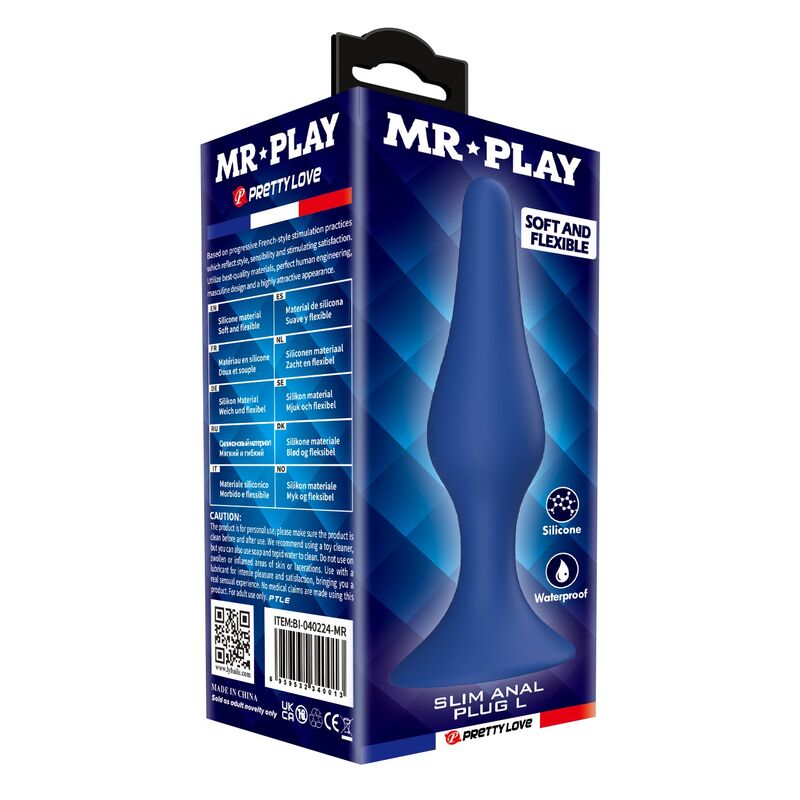 Mr Play-Analplug Slim Silikon Blau Größe L · Sextoys (Bild 3)