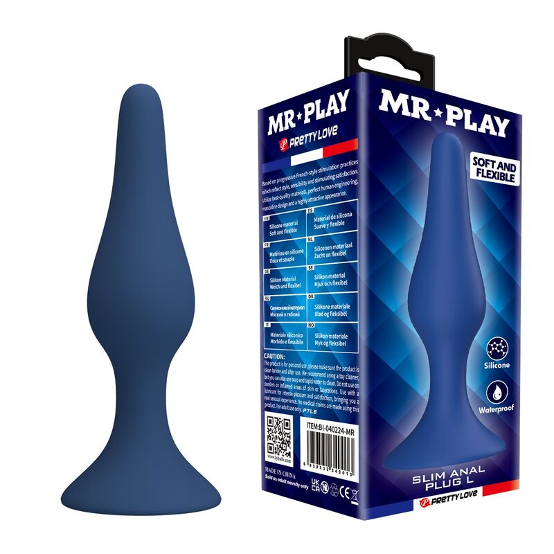 Mr Play-Analplug Slim Silikon Blau Größe L · Sextoys