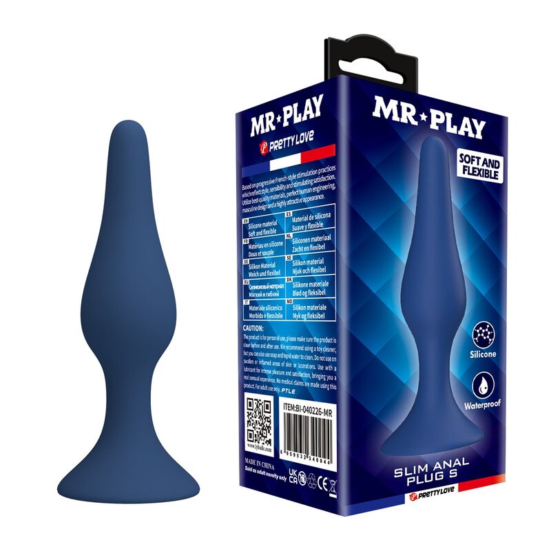 Mr Play-Analplug Slim Silikon Blau Größe S · Sextoys