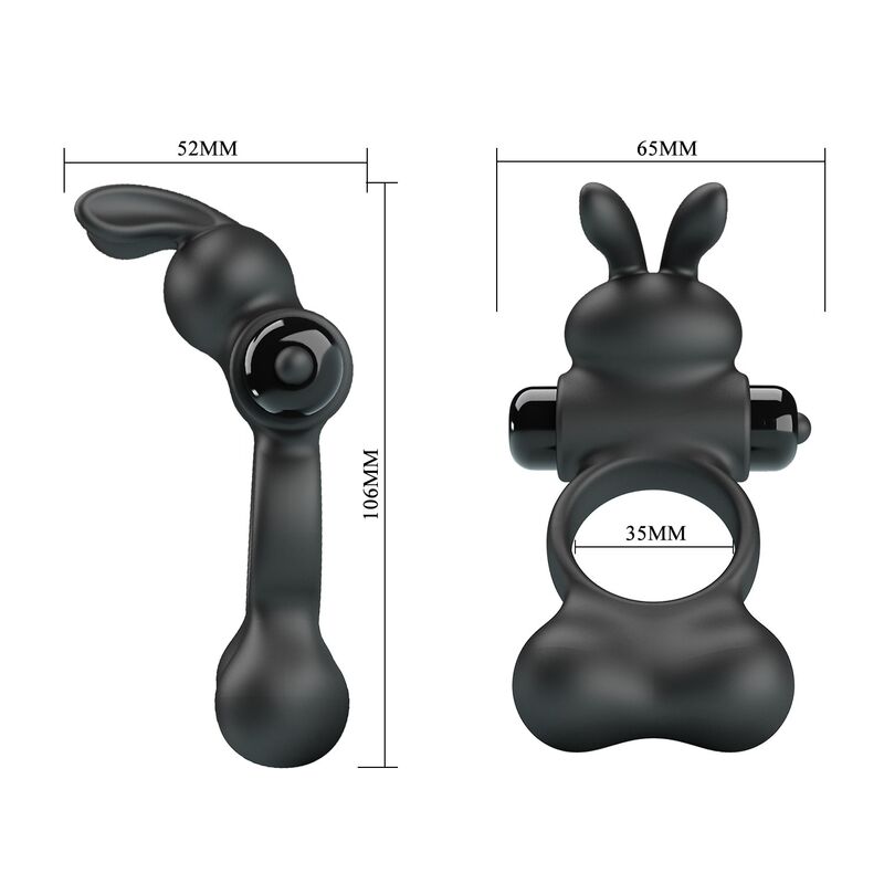 Pretty Love-Vibrationsring mit Stimulator Hase Schwarz · Sextoys (Bild 9)