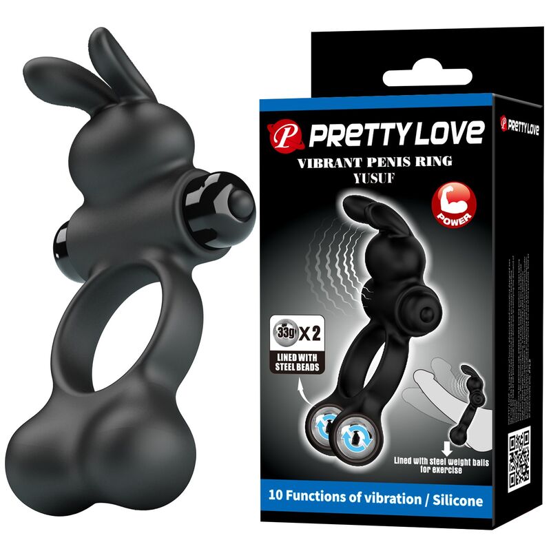 Pretty Love-Vibrationsring mit Stimulator Hase Schwarz · Sextoys (Bild 10)