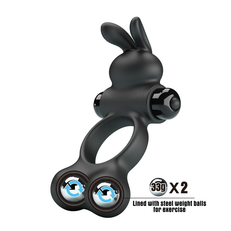 Pretty Love-Vibrationsring mit Stimulator Hase Schwarz · Sextoys (Bild 3)