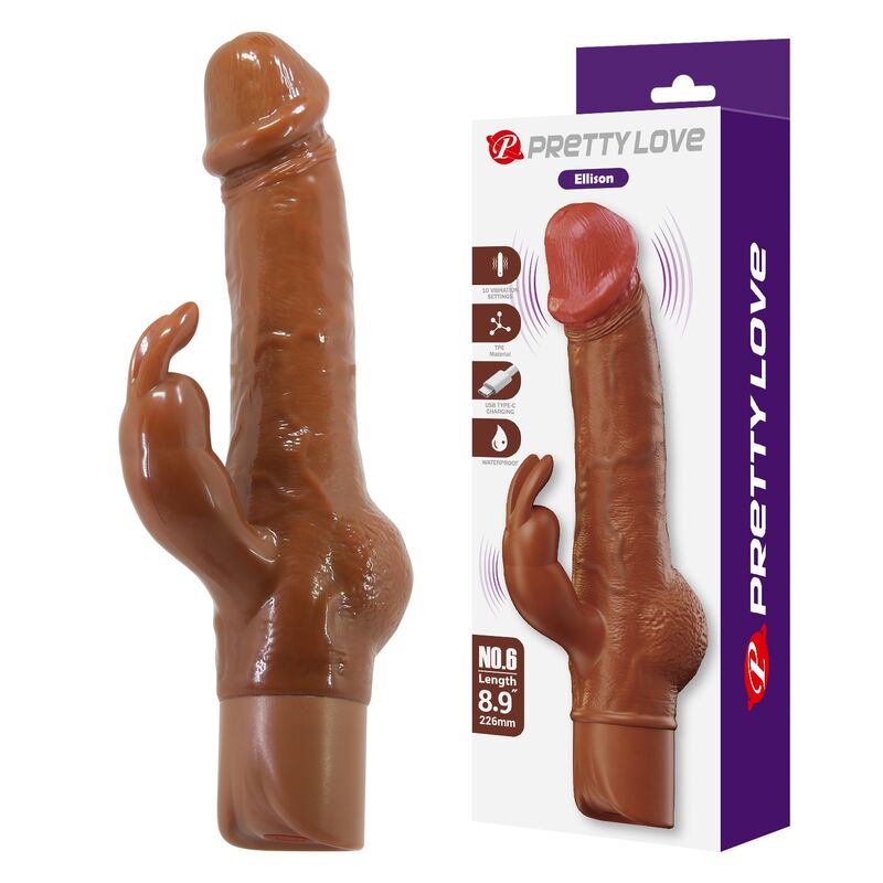 Pretty Love-Ellison Vibrator Realistischer Rabbit 22,6 cm Braun · Vibratoren