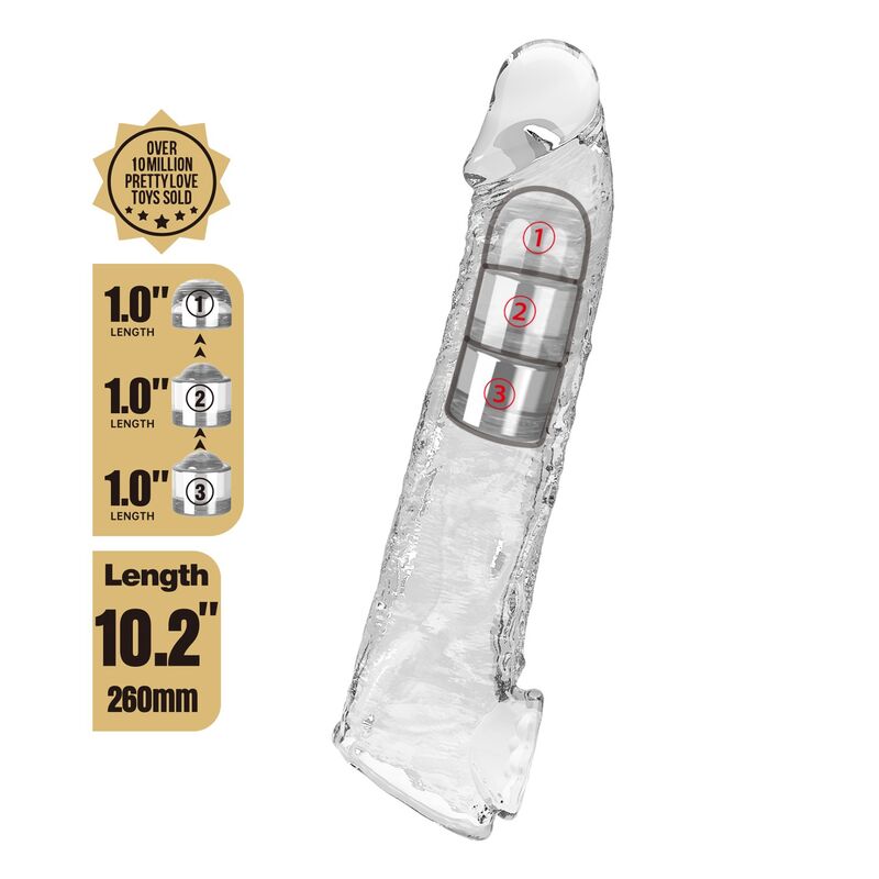 Pretty Love-Penishülle Verstellbare Erweiterung 26 cm Transparent · Sextoys (Bild 4)