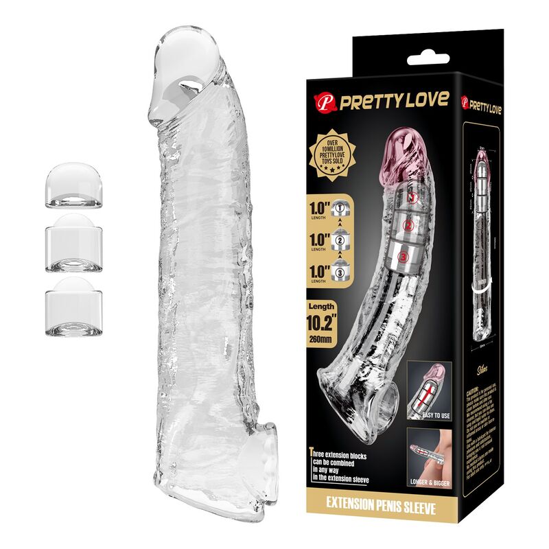 Pretty Love-Penishülle Verstellbare Erweiterung 26 cm Transparent · Sextoys