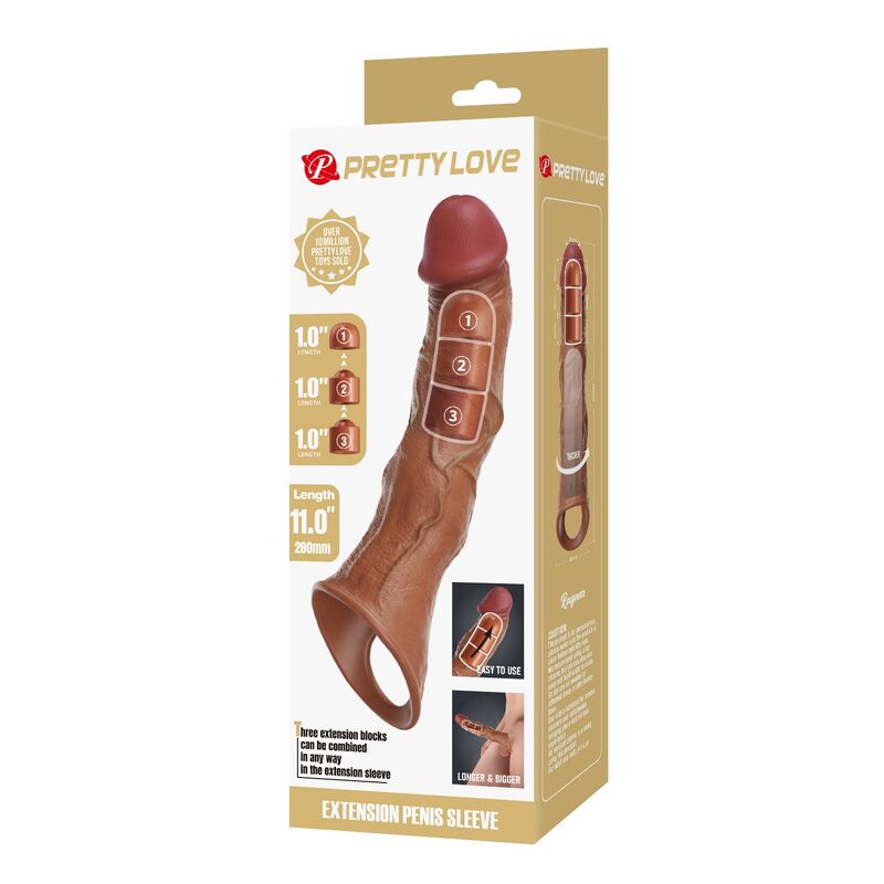 Pretty Love-Penishülle Verstellbare Verlängerung 28 cm Braun · Sextoys (Bild 6)