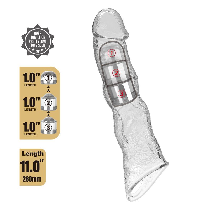 Pretty Love-Penishülle Verstellbare Verlängerung 28 cm Transparent · Sextoys (Bild 5)