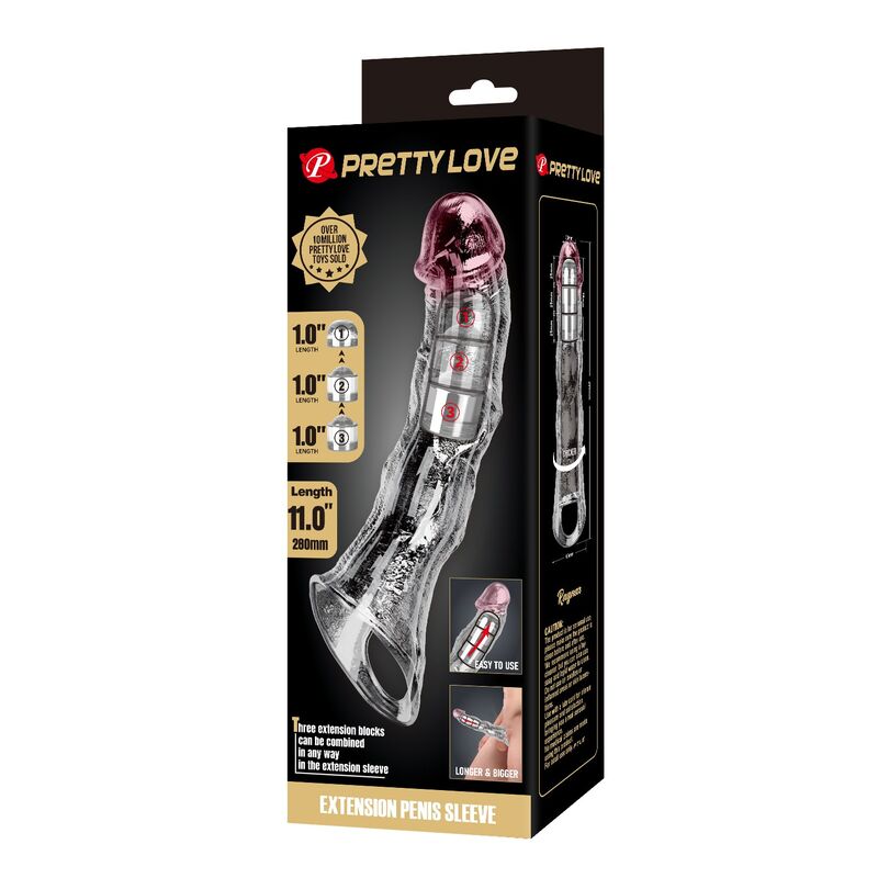 Pretty Love-Penishülle Verstellbare Verlängerung 28 cm Transparent · Sextoys (Bild 3)