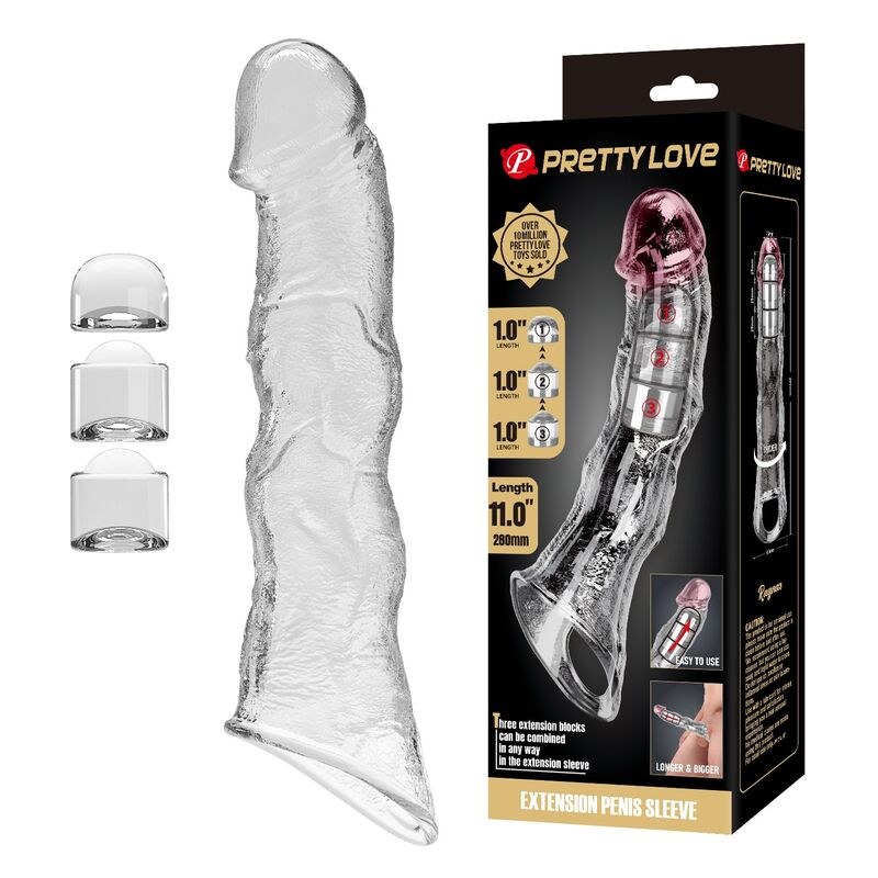 Pretty Love-Verstellbare Verlängerungshülle 28 cm Transparent