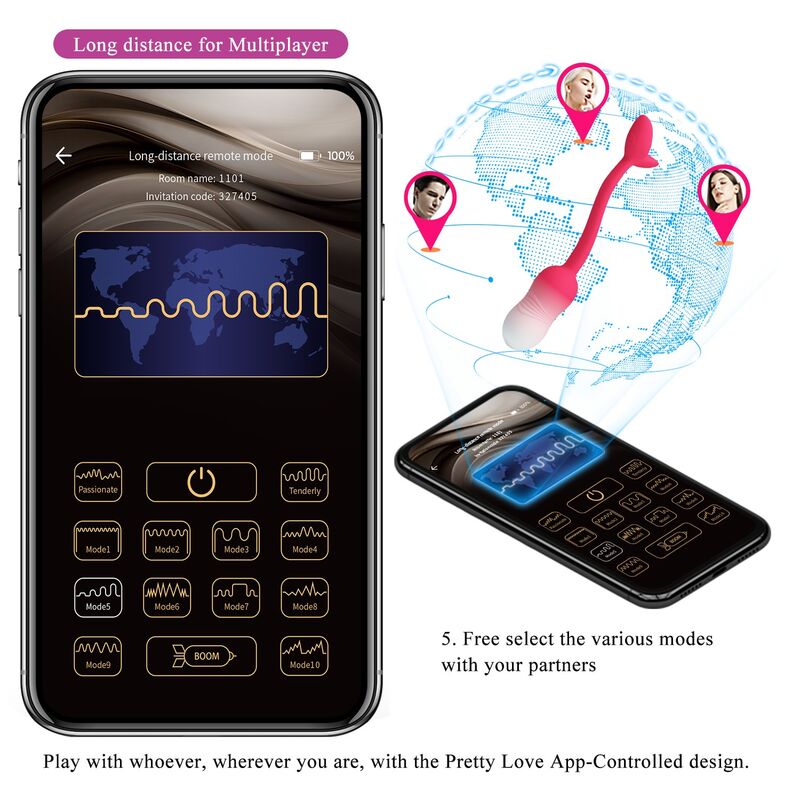 Pretty Love-Pulsen Ei Vibrator mit Anwendung 12 Funktionen Rosa · Vibratoren (Bild 5)