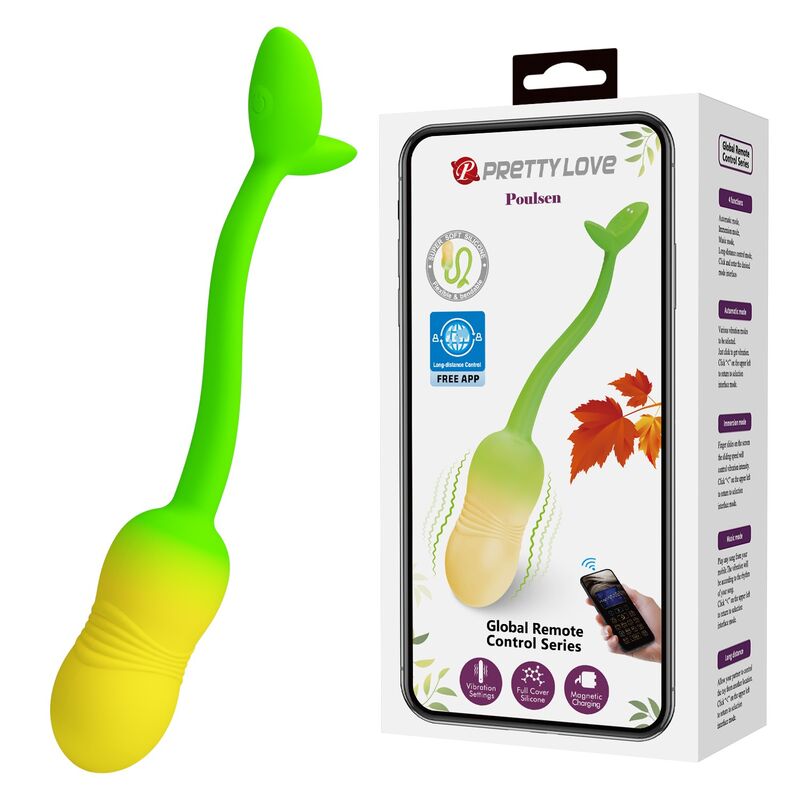 Pretty Love-Pulsen Vibro-Ei mit App-Steuerung Grün-Gelb
