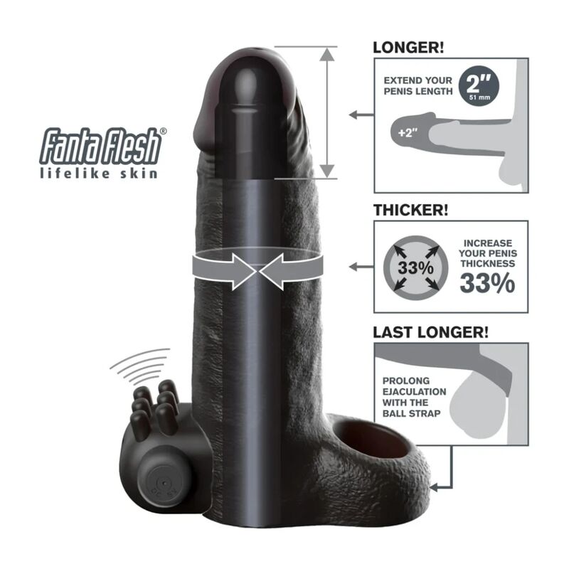 Pipedreams-Fantasy X-Tension Penishülle Vibrator +5 cm Schwarz · Sextoys (Bild 5)