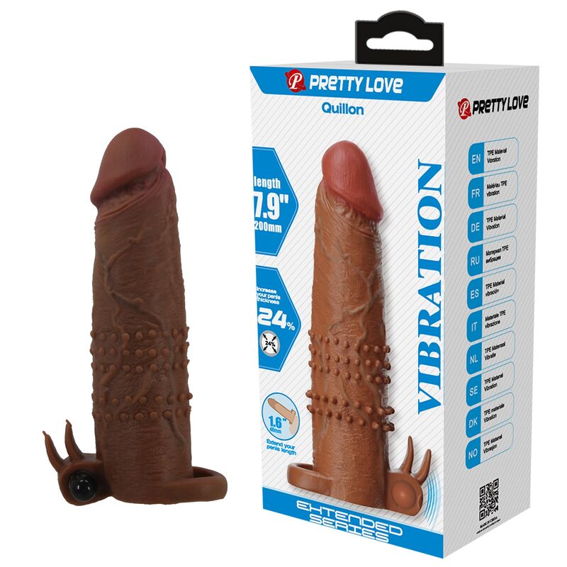 Pretty Love-Quillon Vibrierende Penishülle 20 cm Braun