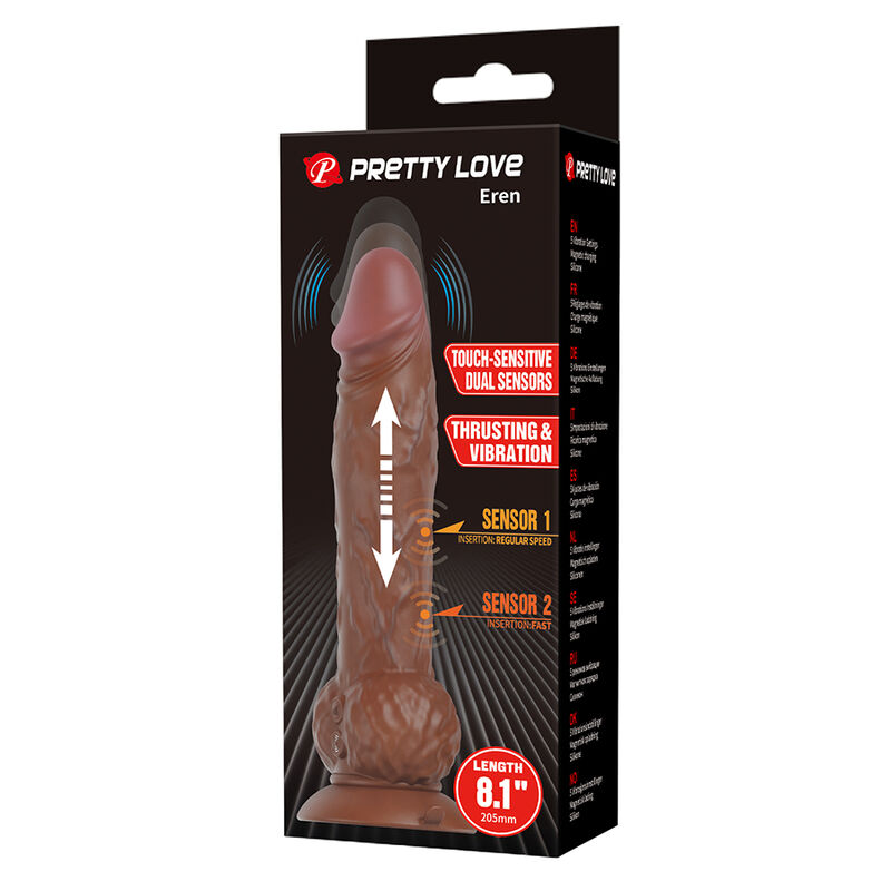 Pretty Love-Eren Dildo Vibrator mit Schub 20,5 cm Braun · Vibratoren (Bild 8)