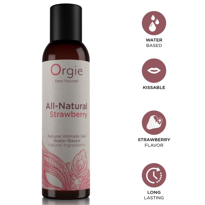 Orgie-All-Natural Gleitgel auf Wasserbasis Erdbeeren 150 ml · Kosmetika & Aphrodisiaka