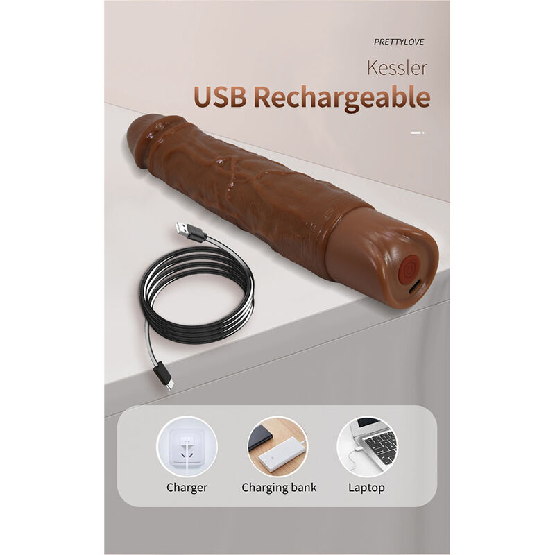 Pretty Love-Kessler Dildo Realistisch Vibrator 22 cm Braun · Sextoys (Bild 6)