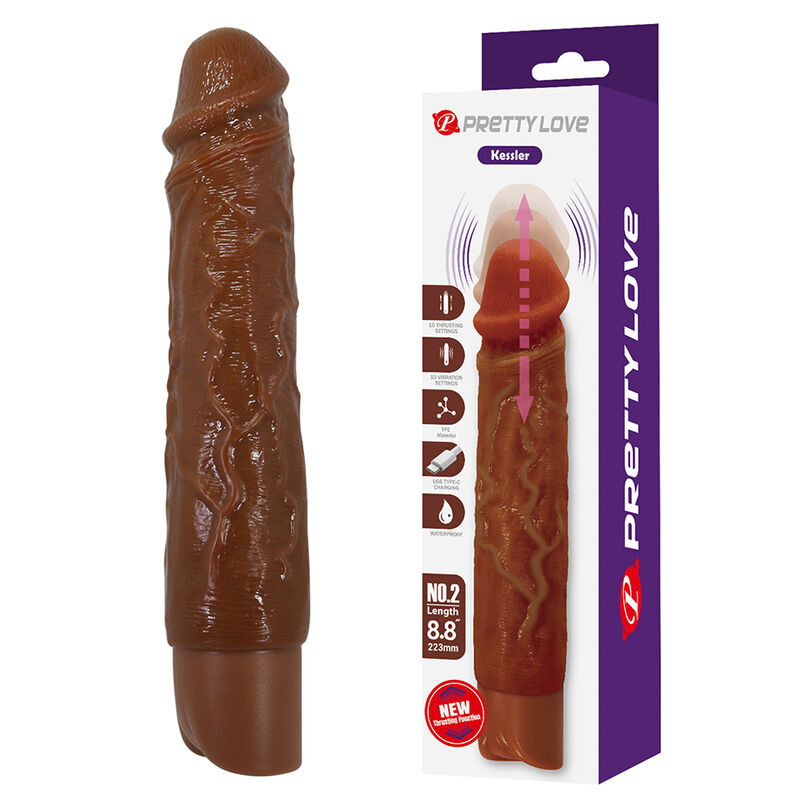 Pretty Love-Kessler Realistischer Dildo-Vibrator 22 cm Braun