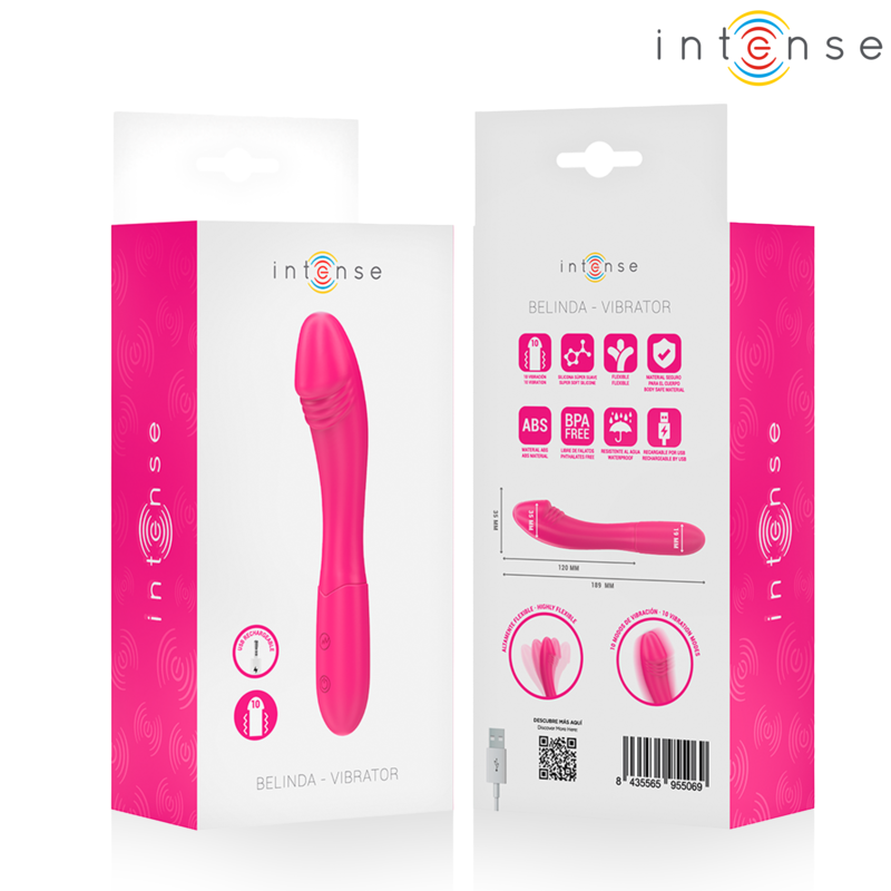 Intense-Belinda Vibrator 19 cm flexibel 10 Vibrationsstufen Rosa-Silikon