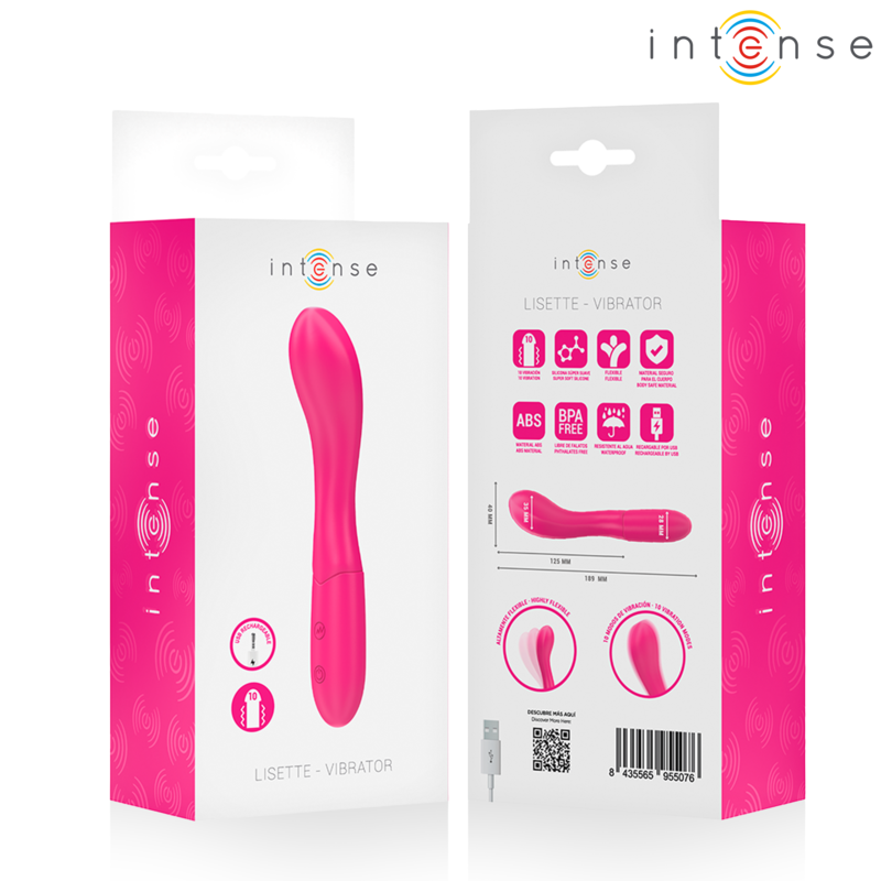 Intense-Lisette Vibrator 19 cm flexibel 10 Vibrationsstufen Rosa-Silikon