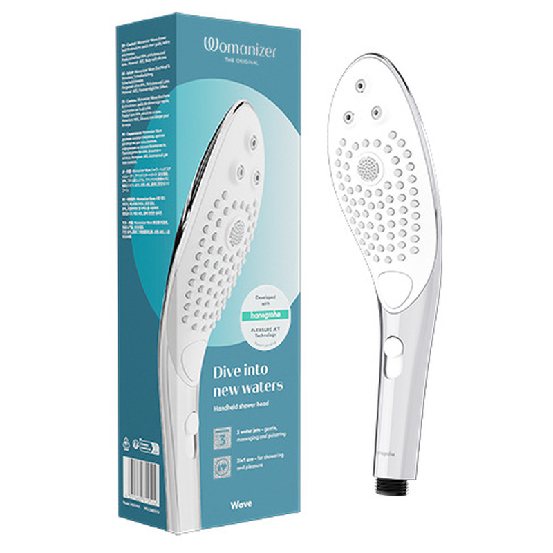 Womanizer-Wave Duschkopf zur Klitoris-Stimulation Chrome-ABS