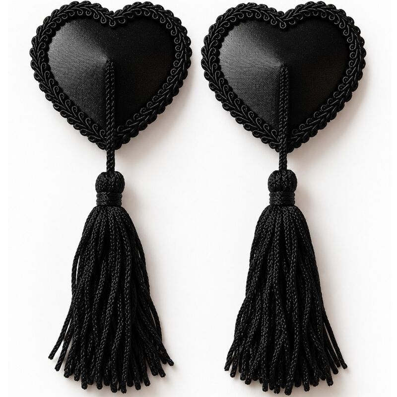Chilirose-CR 4897 Zubehör für Brustwarzen Herz mit schwarzen Strähnen · Sexy Damen-Dessous